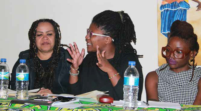 Dawn Cavanagh Florence Khaxas and Julia Hango at the Feminist Futures panel discussion