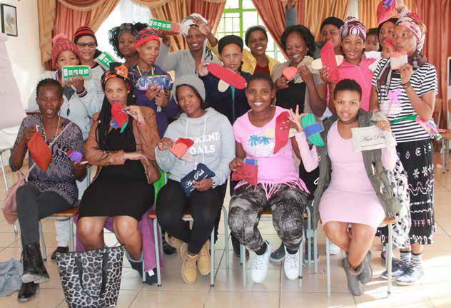 San young women leaders with re usable sanitary pads for distribution among the girls in their communities